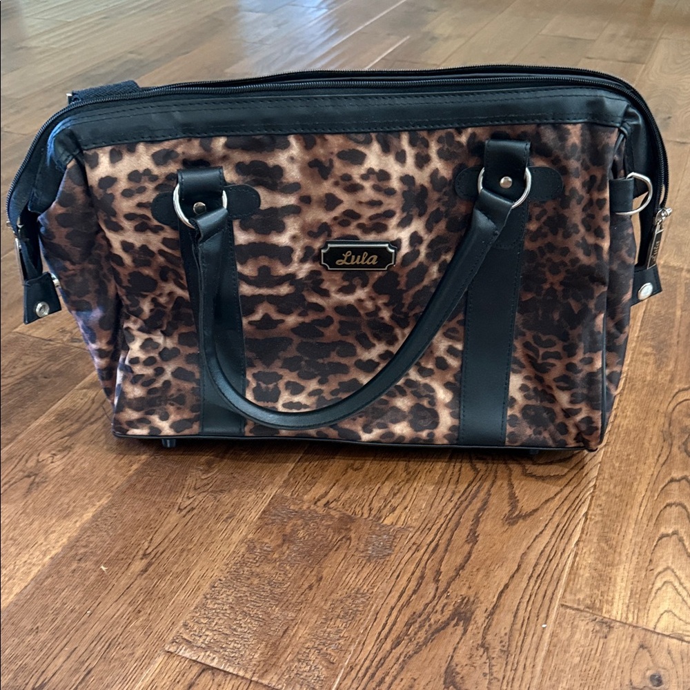 Lula  Leopard Print Travel Bag with Black Accents